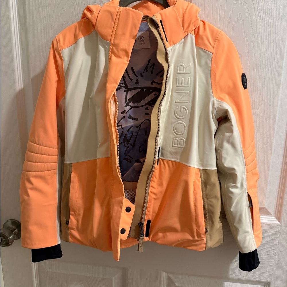 Bogner Kids Two-Tone Orange and Cream Puffer Jacket